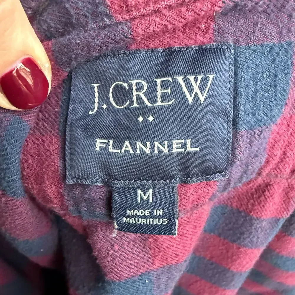 J.Crew Men's Navy Blue & Red Buffalo Check Long Sleeve Flannel Shirt - Size‎ M